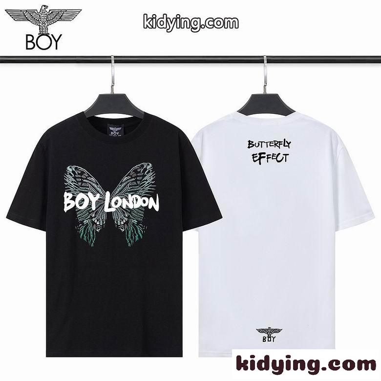 着心地いい カジュアル おしゃれ クルーネック ボーイロンドン 半袖Tシャツ コピー 可愛い プリント ホワイト ブラック-0