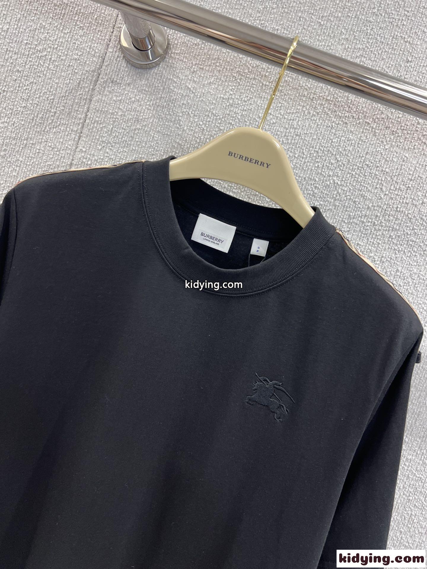 チェックトリム コットン Tシャツドレス バーバリー ワンピース コピー ブラック-2