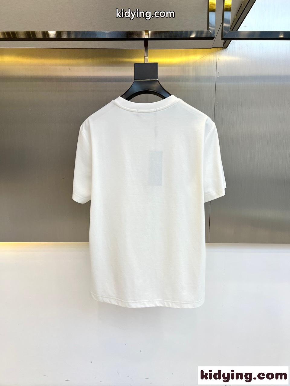 シンプル ロゴ コットン 半袖Tシャツ アルマーニ Tシャツ 偽物 ホワイト-3