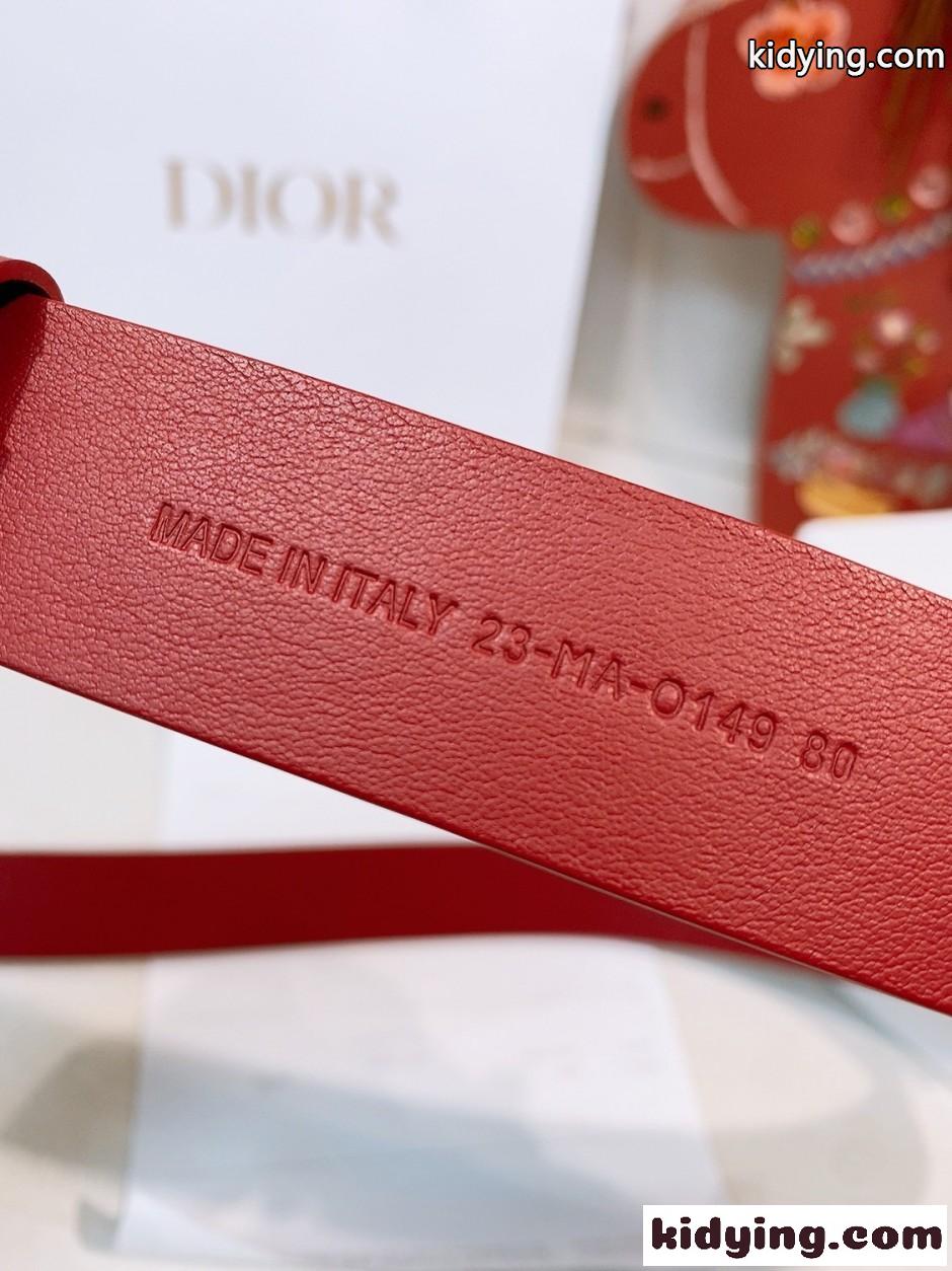 クリスチャン・ディオール Dior Médaillon ベルト コピー 30mm レッド-4
