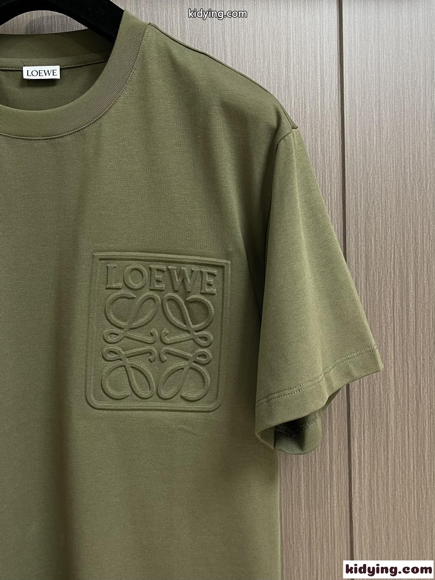 シンプル アナグラム クルーネック コットン 半袖 ロエベ Tシャツ コピー メンズ-2