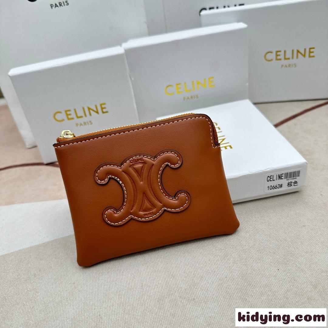 コイン & カードポーチ キュイル トリオンフ セリーヌ 財布 コピー ブラウン-0