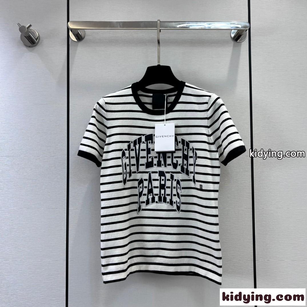 カジュアル ロゴ ラウンドカラー ジバンシィ Tシャツ コピー コットン 半袖Tシャツ-0