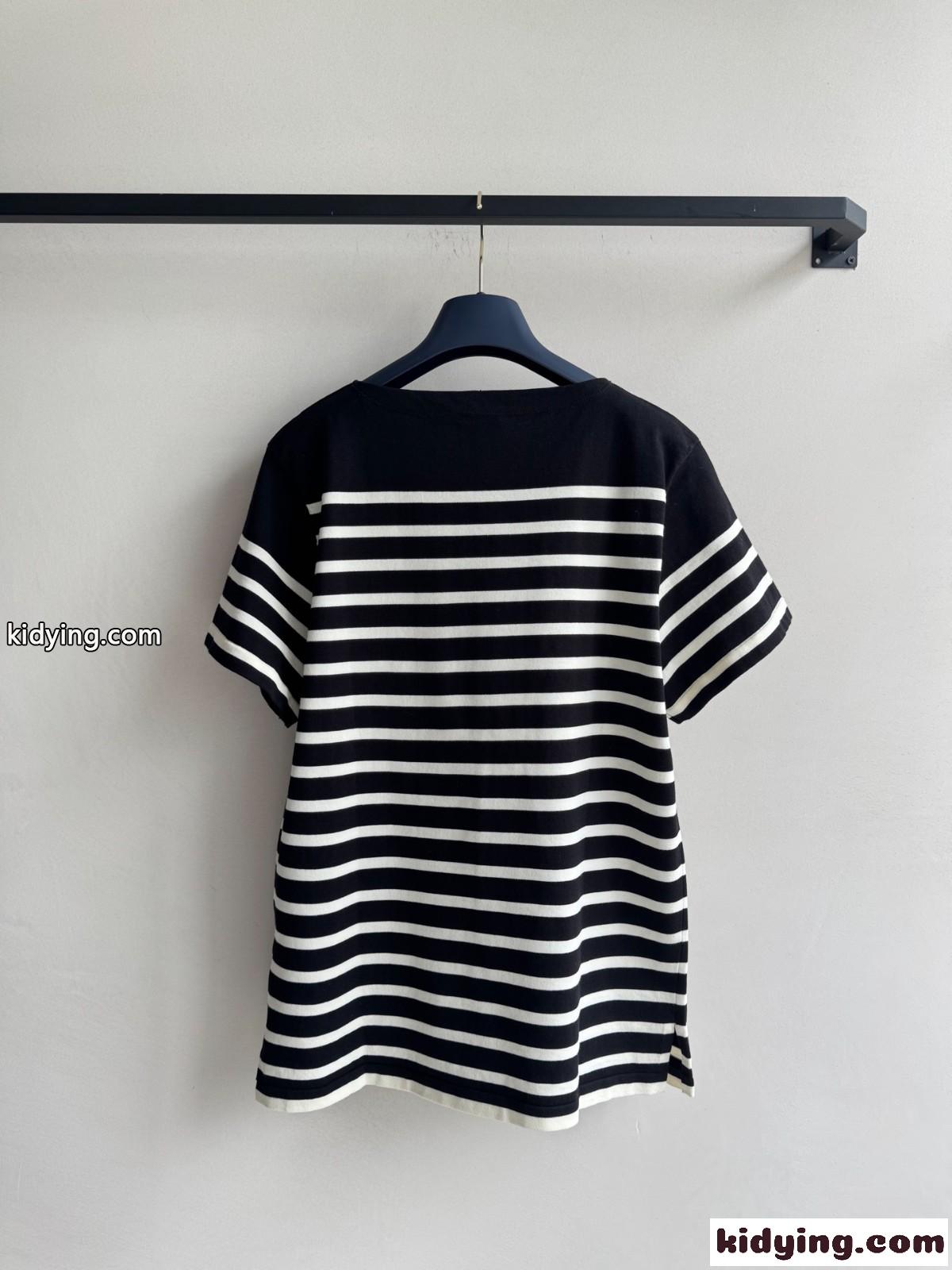 シグネチャー ストライプ ニットトップ ルイ・ヴィトン Tシャツ コピー ブラック-1