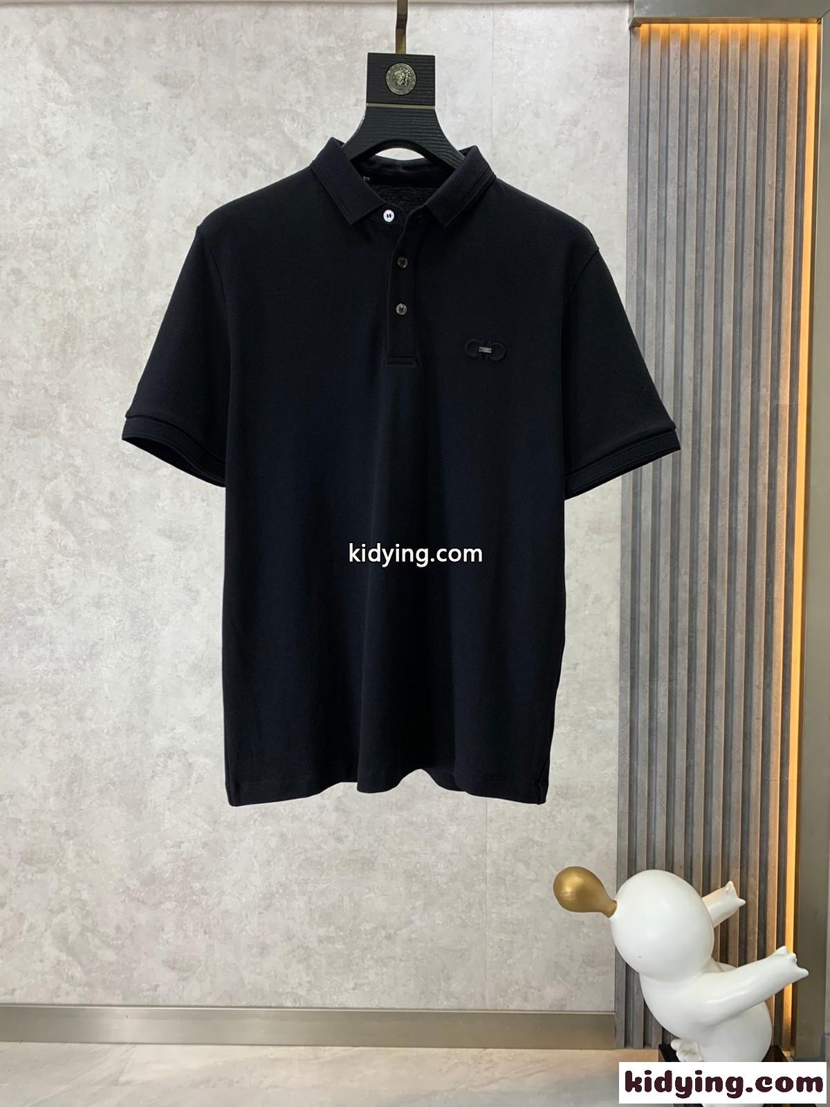 洗練された カジュアル ビジネス サルヴァトーレ・フェラガモ Tシャツ コピー ポロシャツ ブラック-0