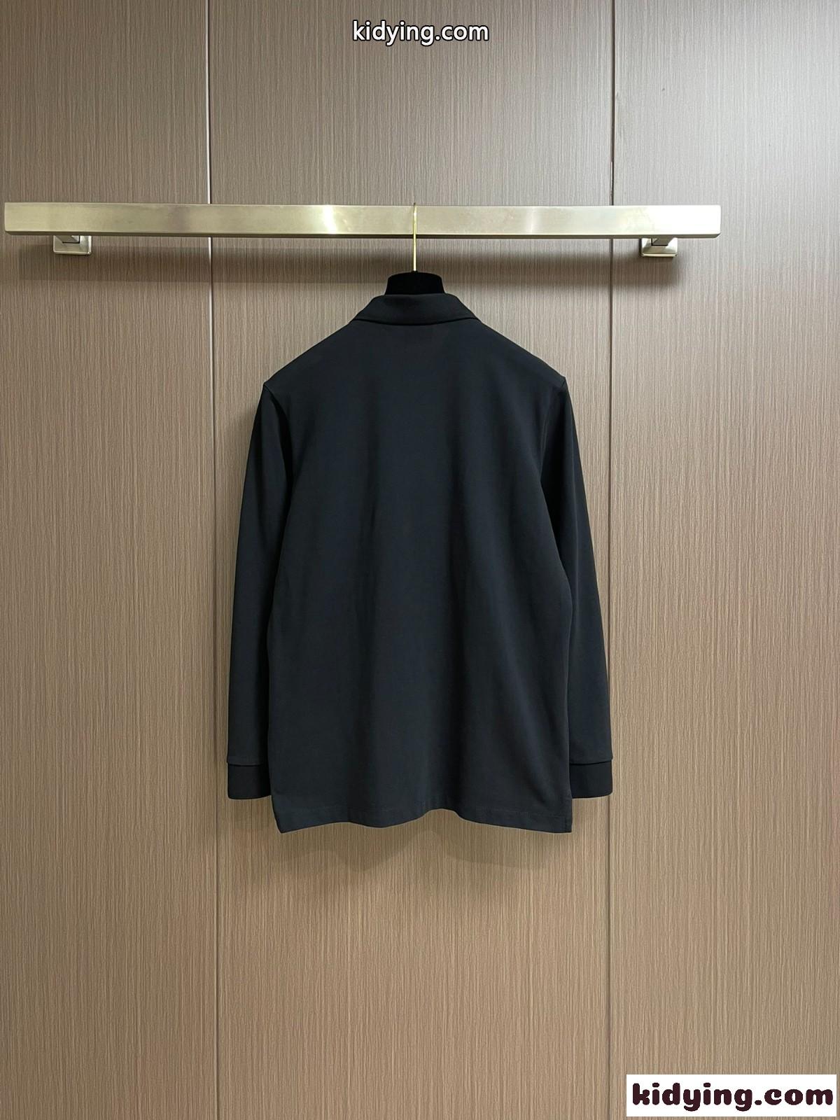 ロングスリーブ コットン ポロシャツ バーバリー Tシャツ コピー ブラック-2