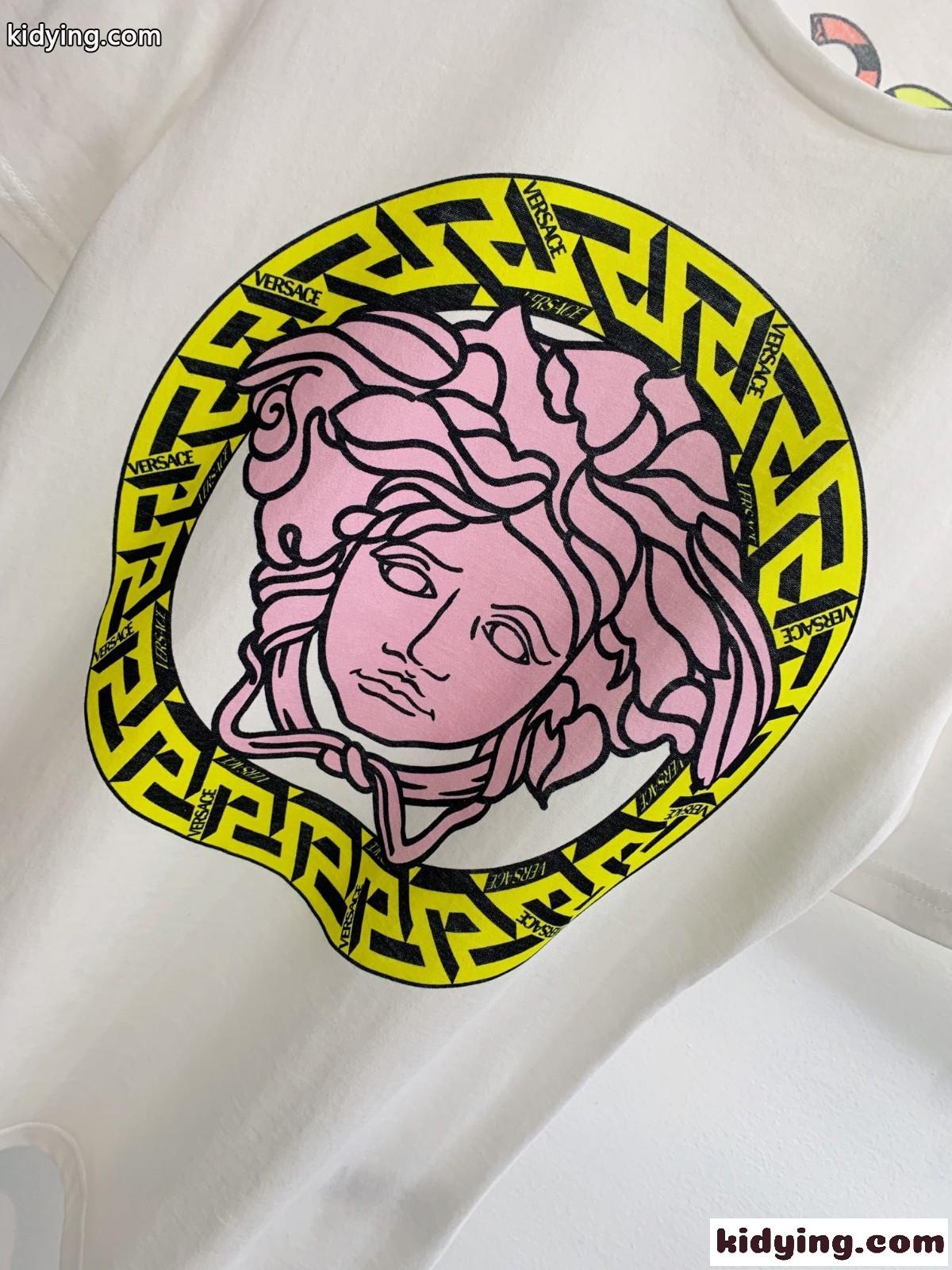 シンプル お洒落 プリント クルーネック ヴェルサーチェ 半袖Tシャツ コピー コットン 春夏 トップス ホワイト-2