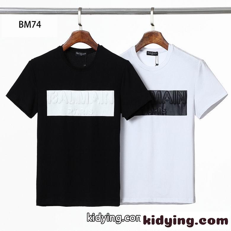 バイカラー 着心地いい バルマン tシャツ コピー シンプル ロゴ クルーネック 半袖 カジュアル おしゃれ トップス-1