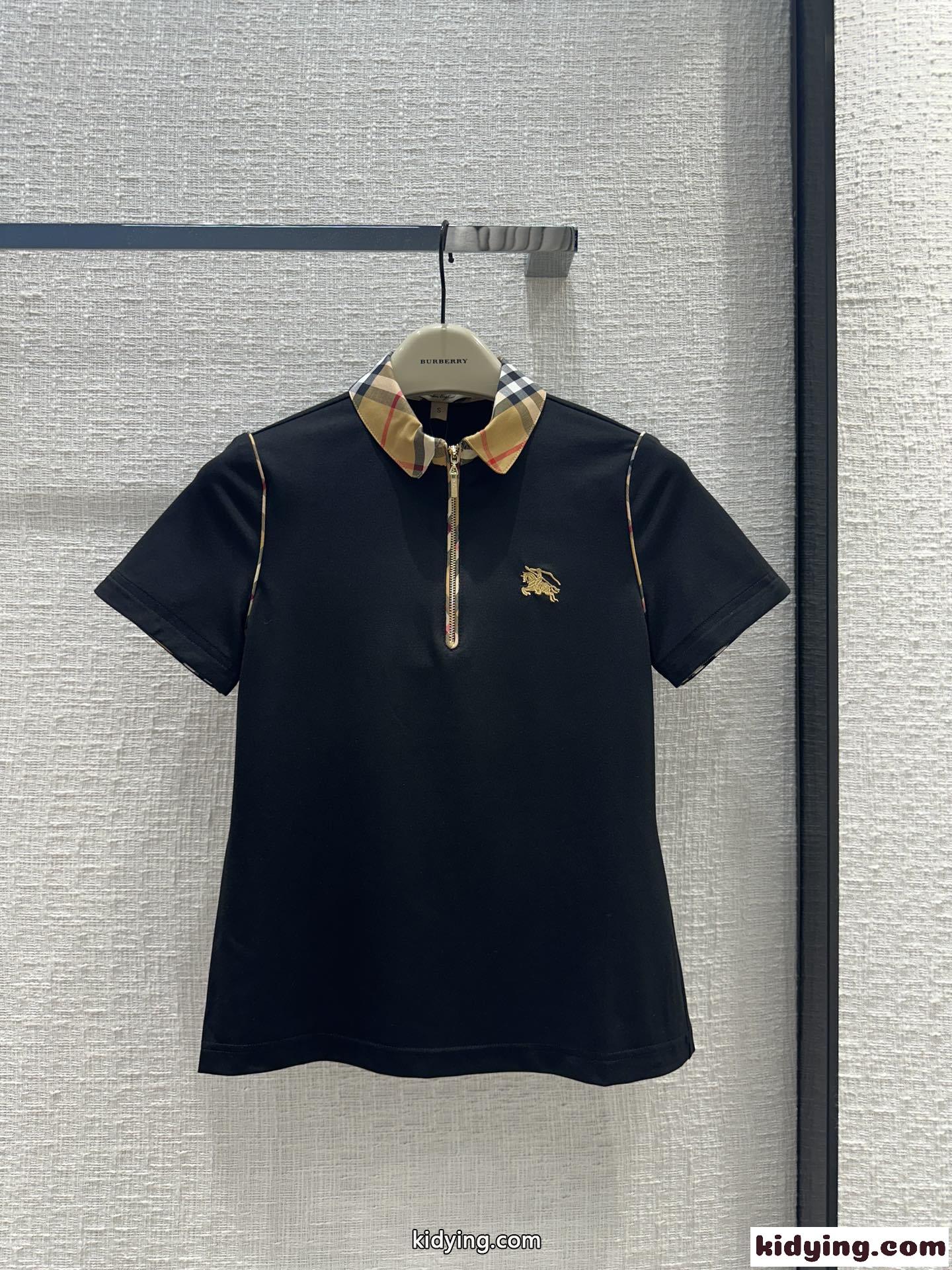 おしゃれ ハーフジップ ポロシャツ バーバリー Tシャツ コピー ブラック-2