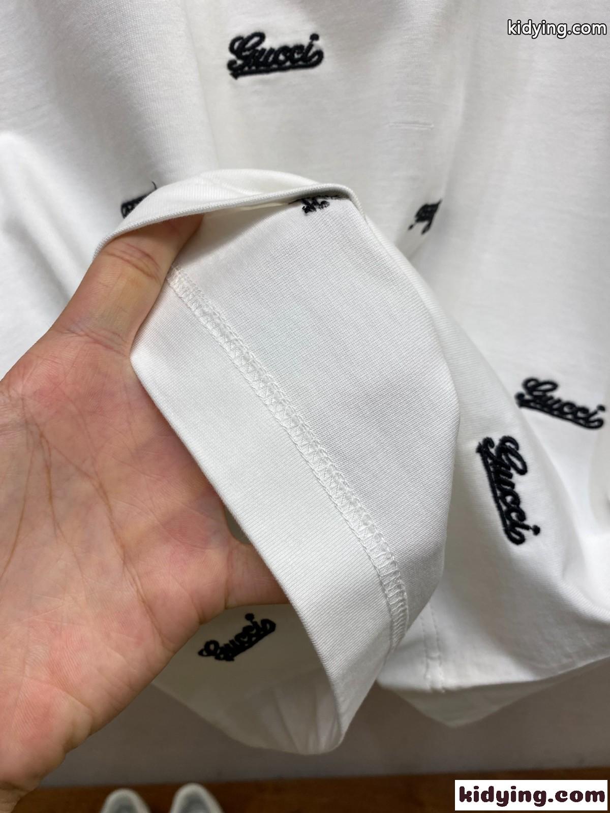 エンブロイダリー付き コットン 半袖Tシャツ グッチ Tシャツ コピー ホワイト-3