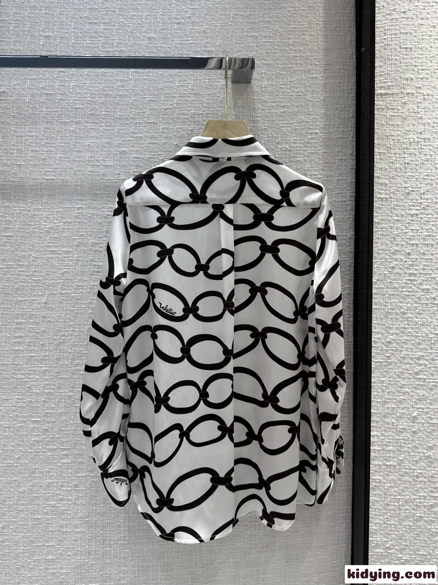 Valentino CHAIN 1967 シャツ シルク ロゴ ヴァレンティノ シャツ コピー レディース-3