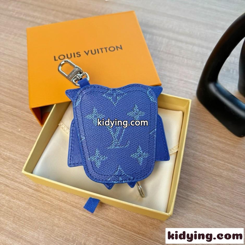 ルイ・ヴィトン キーホルダー 偽物 バッグチャーム・LV オウル ブルー-0