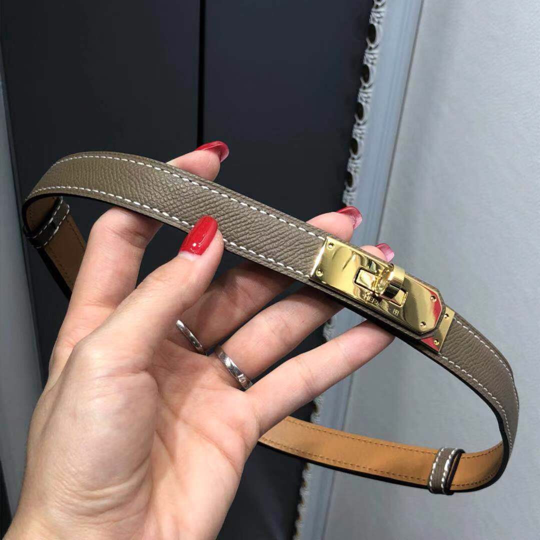 ケリーバックル スリムベルト エルメス ベルト コピー レディース グレージュ-0