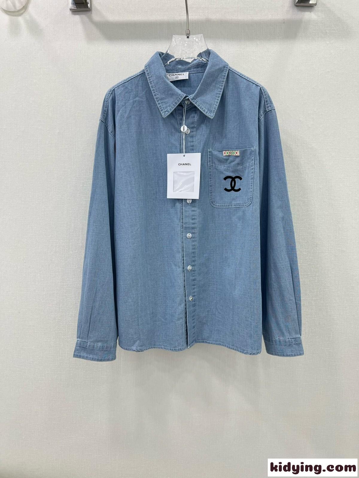 カジュアル 合わせやすい デニム トップス シャネル シャツ 偽物 レディース-0