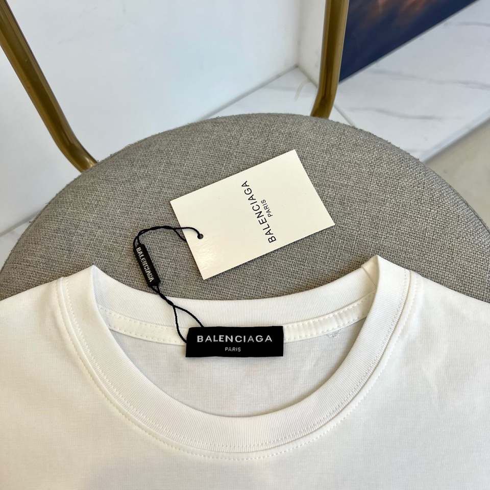 カジュアル ロゴTシャツ バレンシアガ Tシャツ 偽物 クルーネック ホワイト-4
