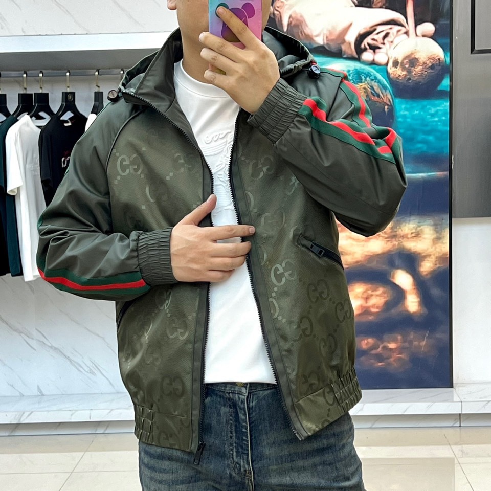 カジュアル GG フード付き ブルゾン グッチ ジャケット コピー グリーン-0