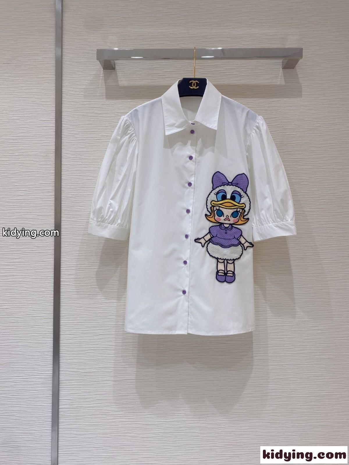 おしゃれ 合わせやすい 可愛い ワッペン 半袖 ミュウミュウ シャツ コピー シンプル カジュアル-0