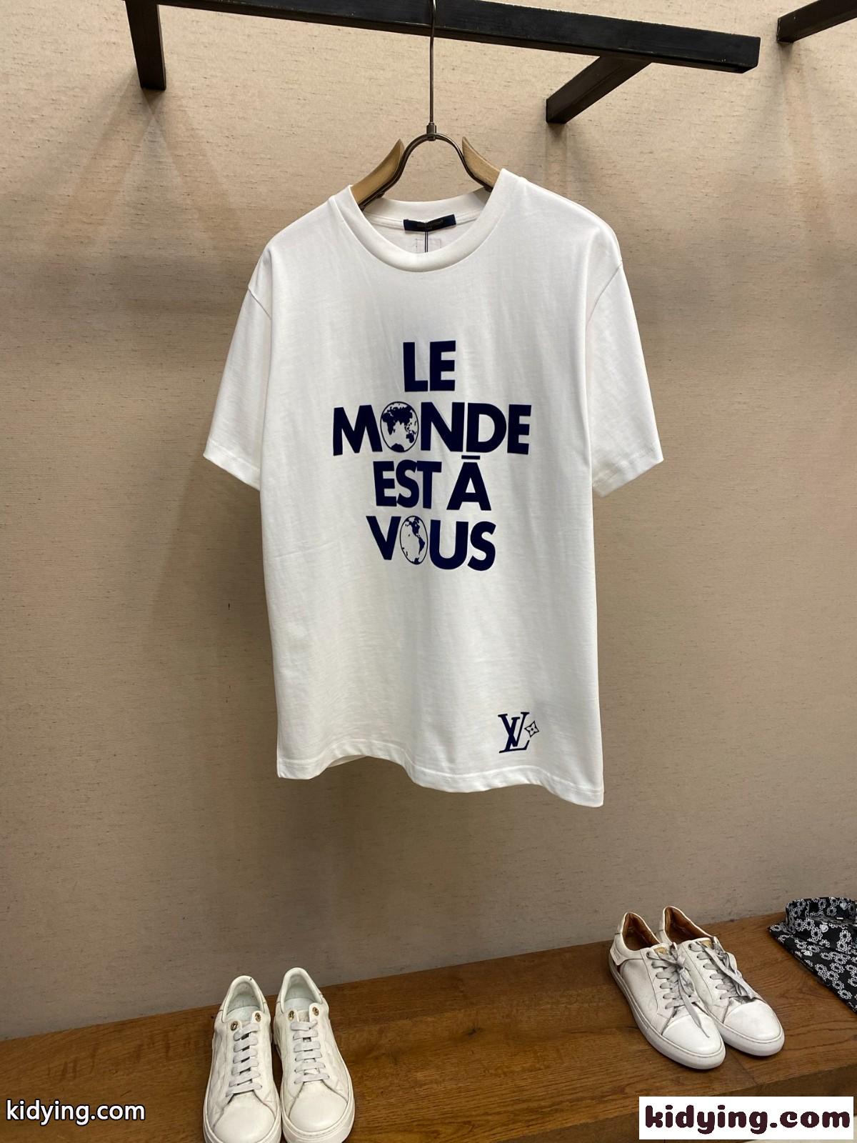 カジュアル グラフィック コットンTシャツ ルイ・ヴィトン Tシャツ コピー コットン-1