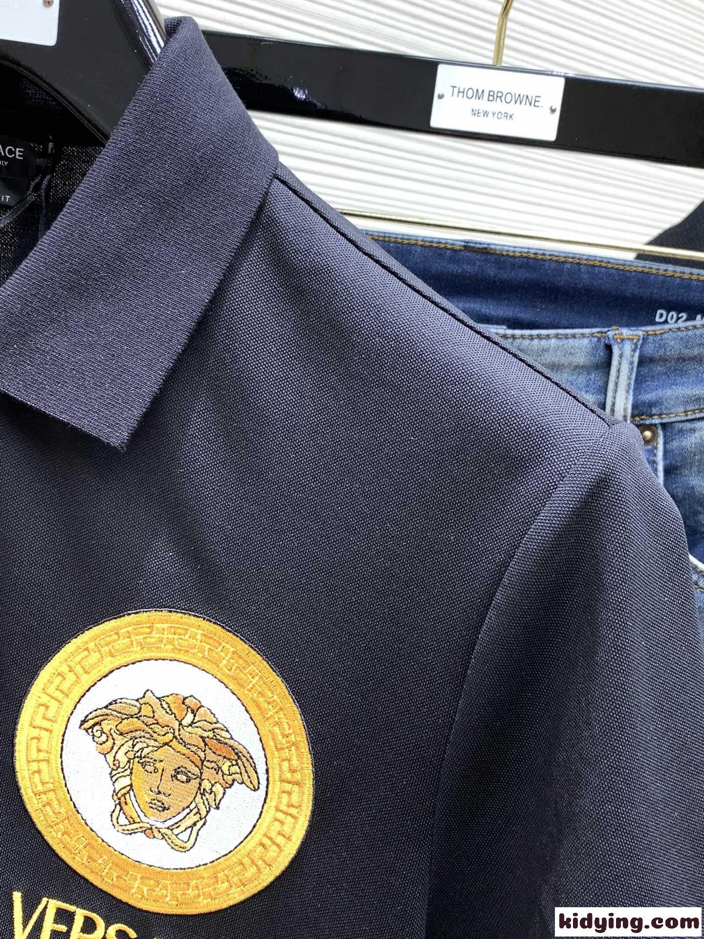メドゥーサ 刺繍 半袖ポロ シャツ ヴェルサーチェ Tシャツ コピー メンズ トップス-0