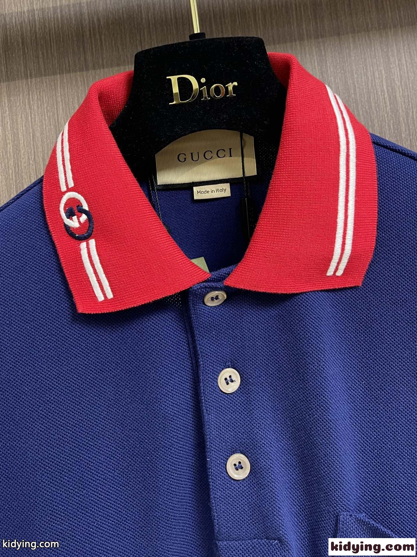 インターロッキングG コットンピケ ポロシャツ グッチ Tシャツ コピー メンズ ブルー-2