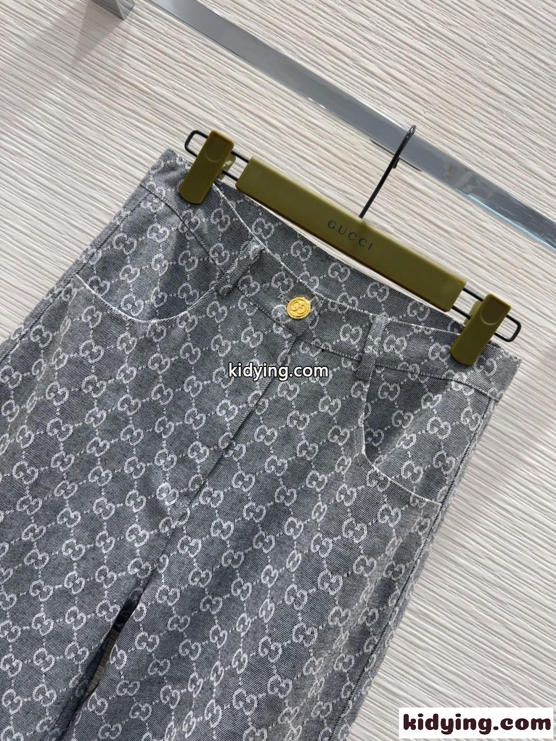 GGジャカード ロングパンツ グッチ パンツ 偽物 ズボン グレー-2
