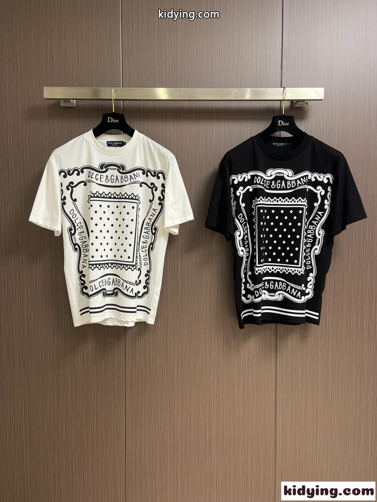 目を引く プリント 半袖Tシャツ ドルチェ&ガッバーナ Tシャツ コピー コットン-1