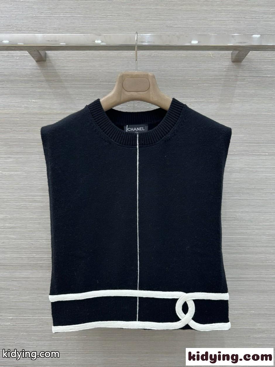 シャネル ニット コピー 合わせやすい ベスト風 カシミアウォーマー ブラック-0