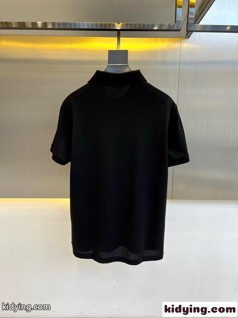 エルメネジルド・ゼニア 半袖Tシャツ コピー コットンピケポロシャツ ブラック-3