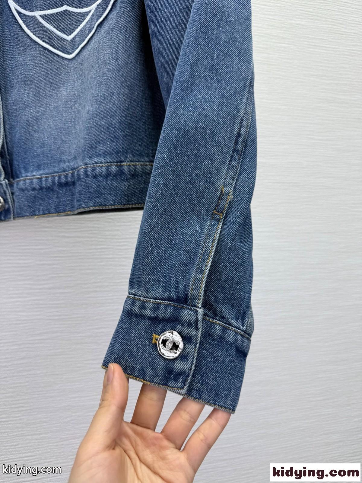 おしゃれ クロップド デニムジャケット シャネル ジャケット 偽物 レディース-0
