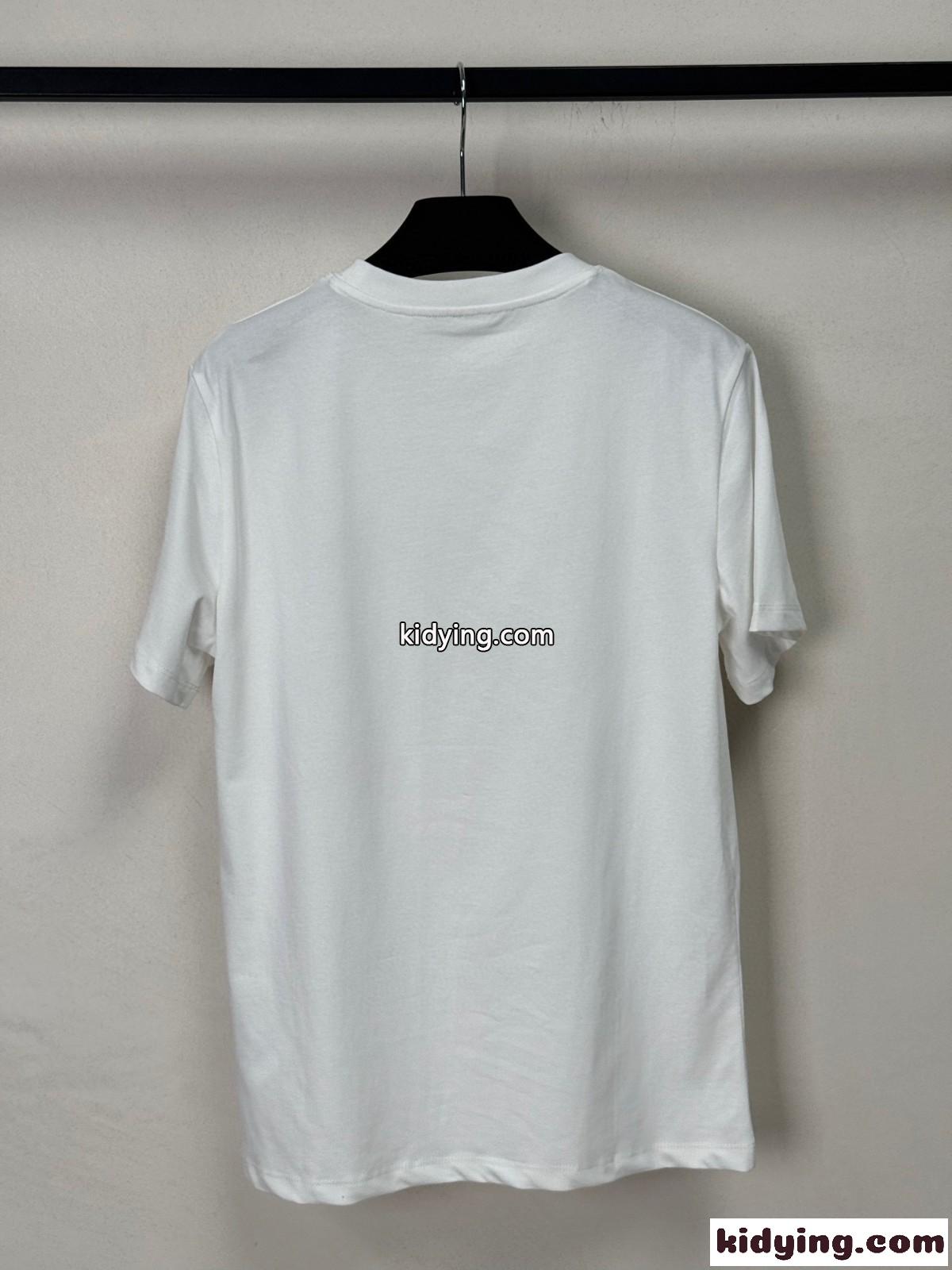 シンプル プリント コットン 半袖Tシャツ イヴ・サンローラン Tシャツ コピー ホワイト-0