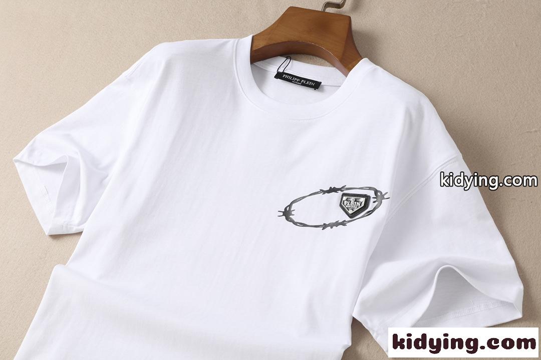定番 カジュアル 人気 クルーネック お洒落 プルオーバー フィリッププレイン 半袖Tシャツ コピー ホワイト ブラック-3