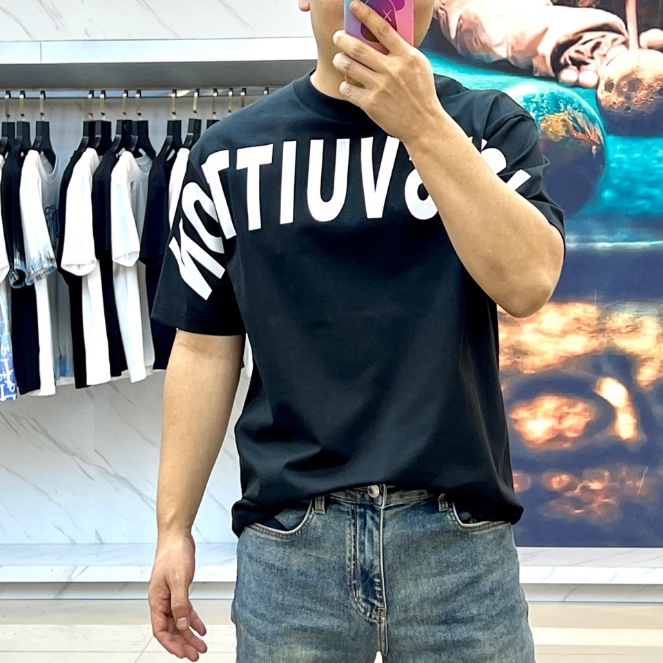 カジュアル お洒落 ロゴプリント 半袖Tシャツ ルイ・ヴィトン Tシャツ コピー ブラック-2