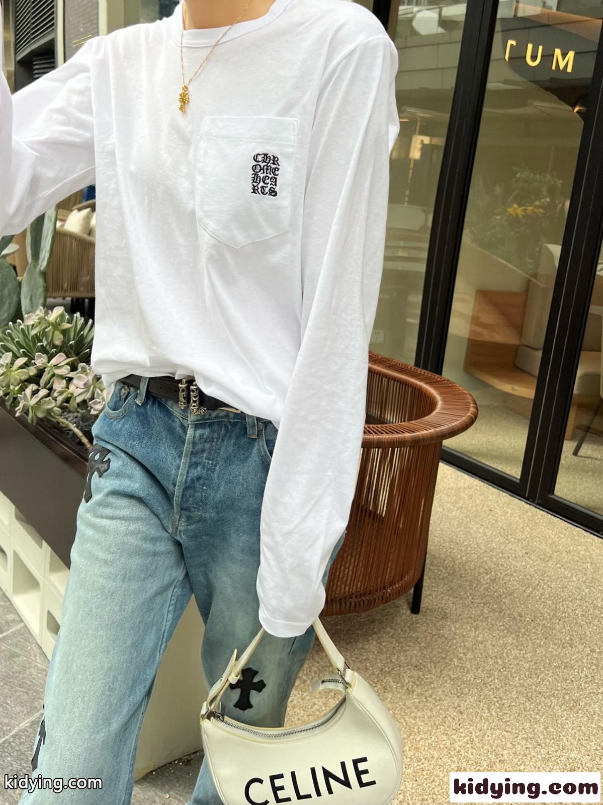 おしゃれ カジュアル ロゴ 刺繍 クルーネック クロムハーツ tシャツ コピー 長袖 定番 人気 着心地いい 合わせやすい-2