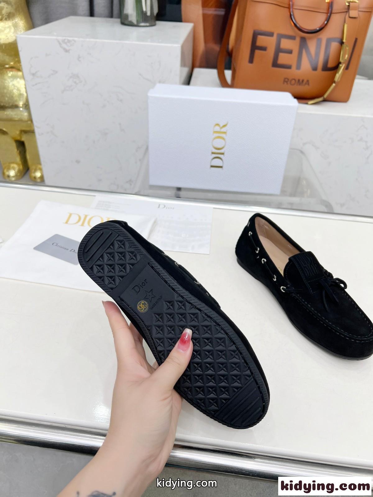 カジュアル エレガント Miss Dior Street ローファー スーパーコピー スエード ブラック-2
