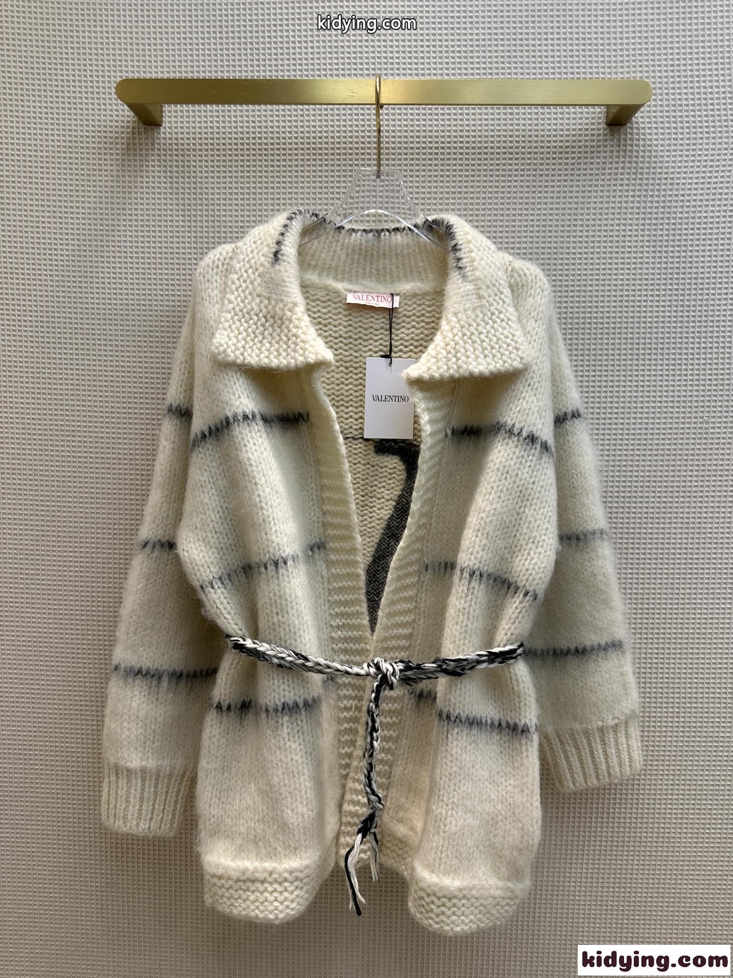 カジュアル もこもこ 秋冬 厚手 オーバーサイズ モヘア ウール ヴァレンティノ カーディガン コピー-2