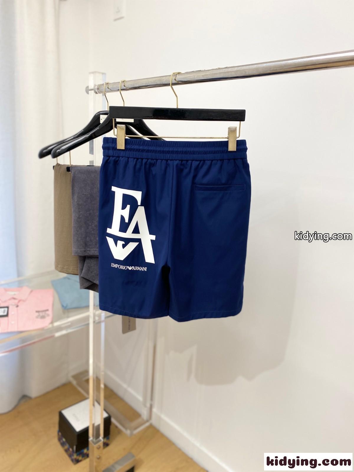 メンズ 春夏 ショートパンツ アルマーニ カジュアルパンツ コピー ロゴ入り ブルー-3