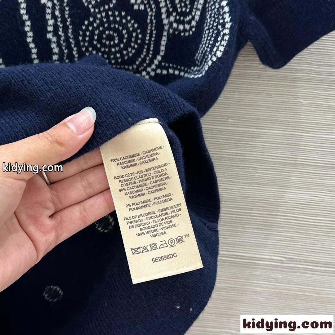 着心地抜群♪刺繍入り 半袖セーター エルメス ニットウェア コピー ネイビー-3