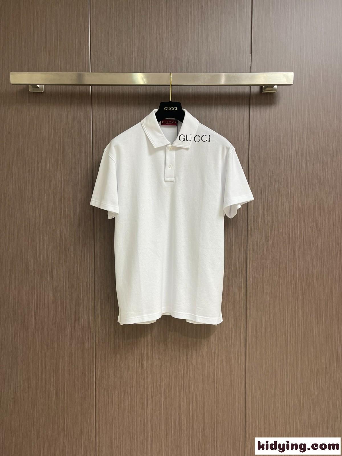 カジュアル 上品 ロゴプリント ポロシャツ グッチ Tシャツ コピー コットンピケ-0