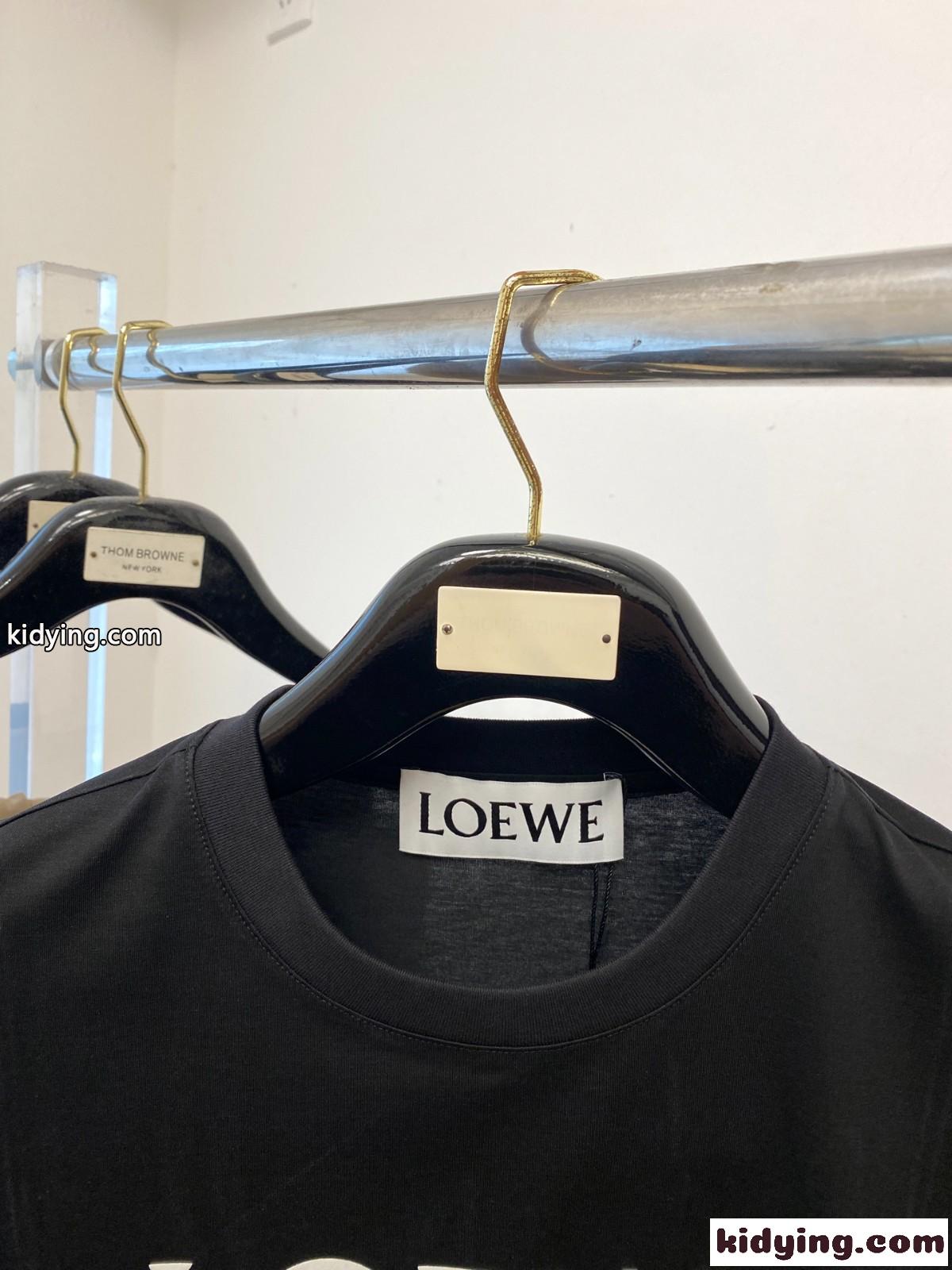 ロエベ Tシャツ 偽物 定番 ロゴ入り 半袖Tシャツ クルーネック ブラック-1