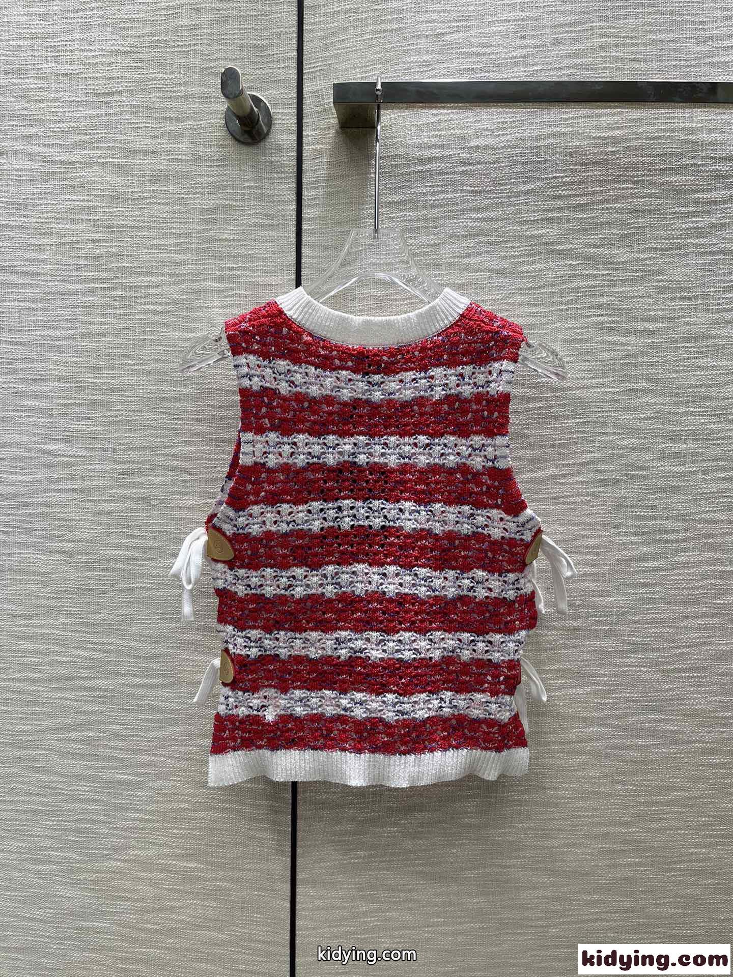 オープンサイドストライプクロシェットニットクロップトップ ルイ・ヴィトン ニット コピー-3