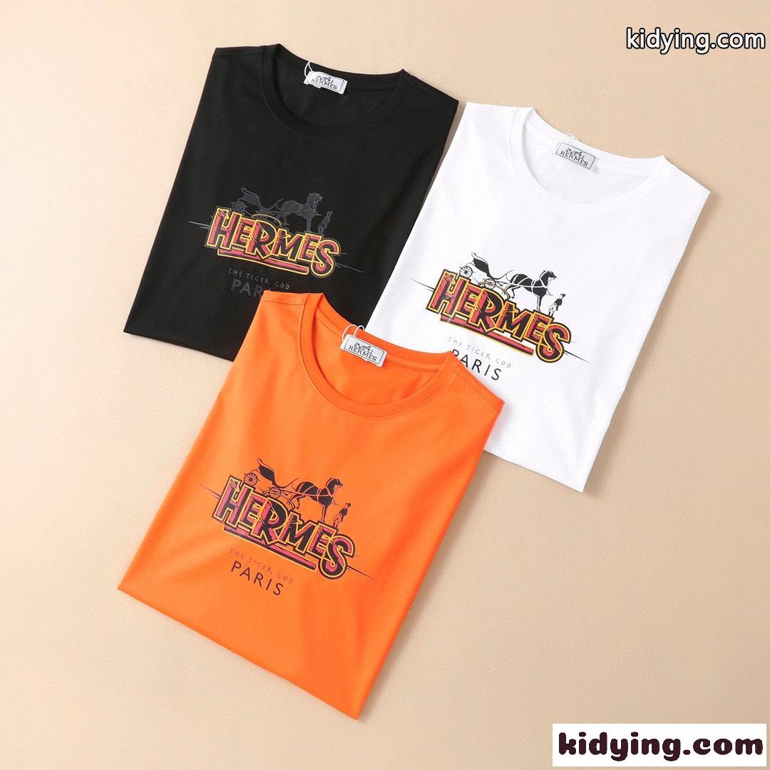 合わせやすい 3色あり カジュアル プリント エルメス 半袖tシャツ コピー サイズ豊富 定番 トップス-2