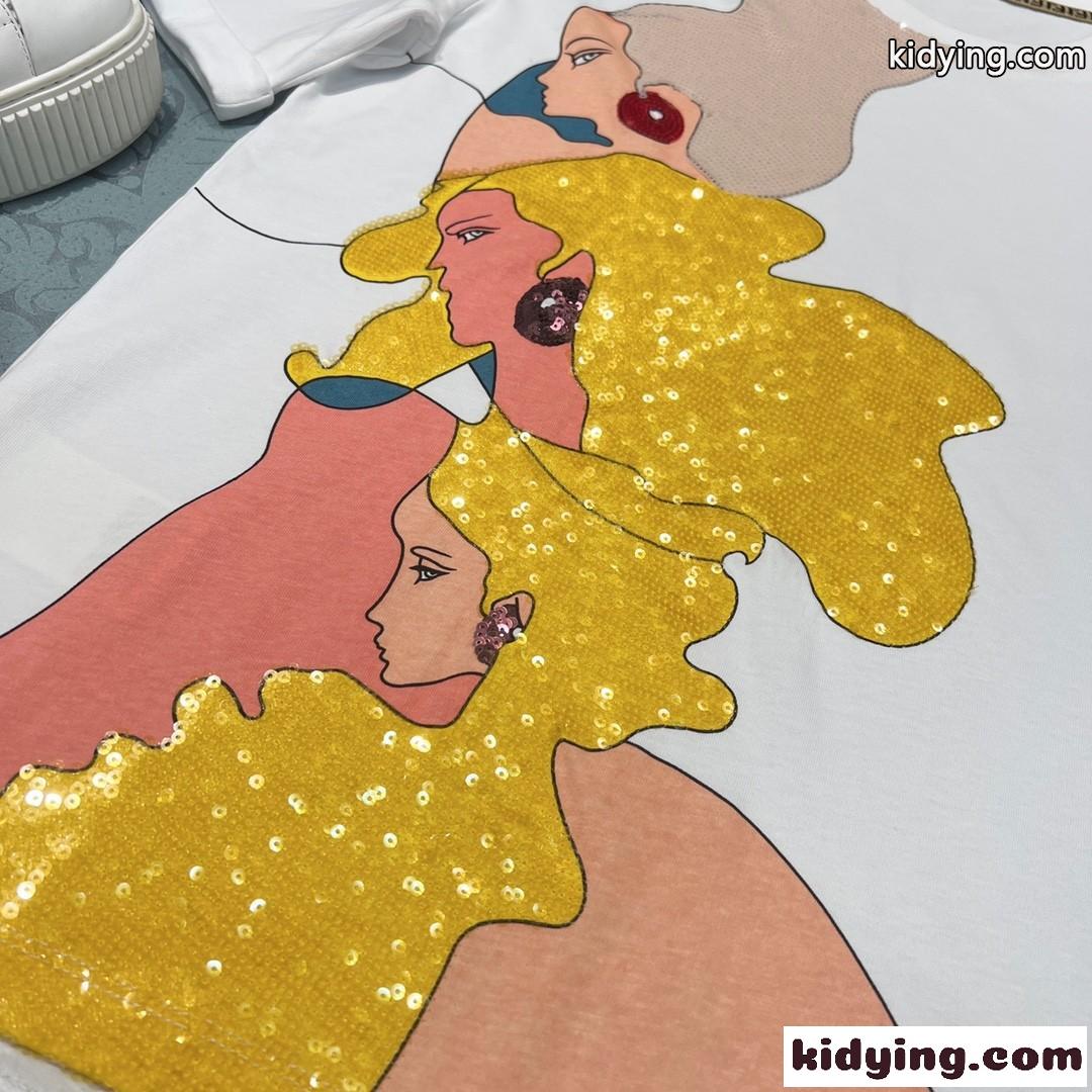 人気 新作 ゆったり 着心地いい おしゃれ フェンディ Tシャツ コピー レディース 春夏 定番 クルーネック トップス-3
