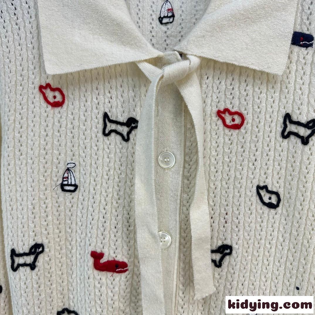 可愛い 刺繍入り ポロカーディガン トムブラウン ニット コピー レディース-1
