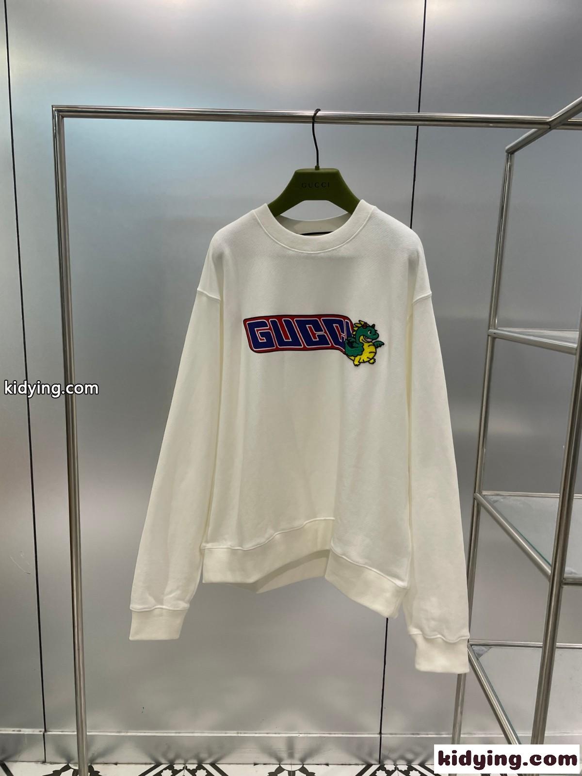 定番 プリント クルーネック コットン スウェットシャツ グッチ Tシャツ コピー ホワイト-1