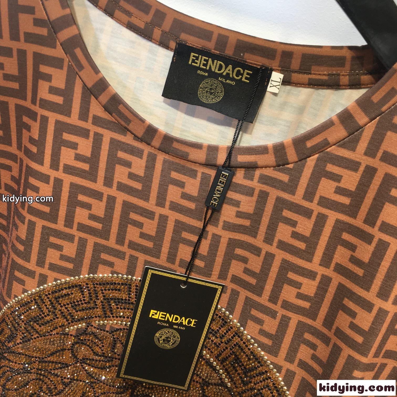 FENDACE ×fendi フェンダーチェ FF Tシャツ ヴェルサーチ Tシャツ コピー 半袖 トップス-2