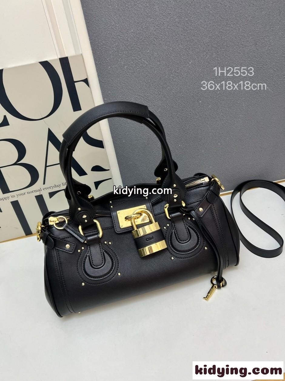 CHLOE グレインレザー PADDINGTONバッグ クロエ スーパーコピー ブラック-2