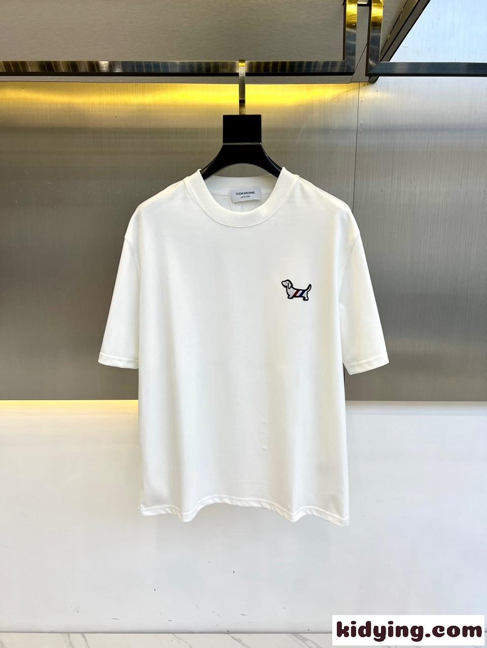 シンプル 刺繍入り トムブラウン Tシャツ コピー クルーネック 半袖Tシャツ ホワイト-0