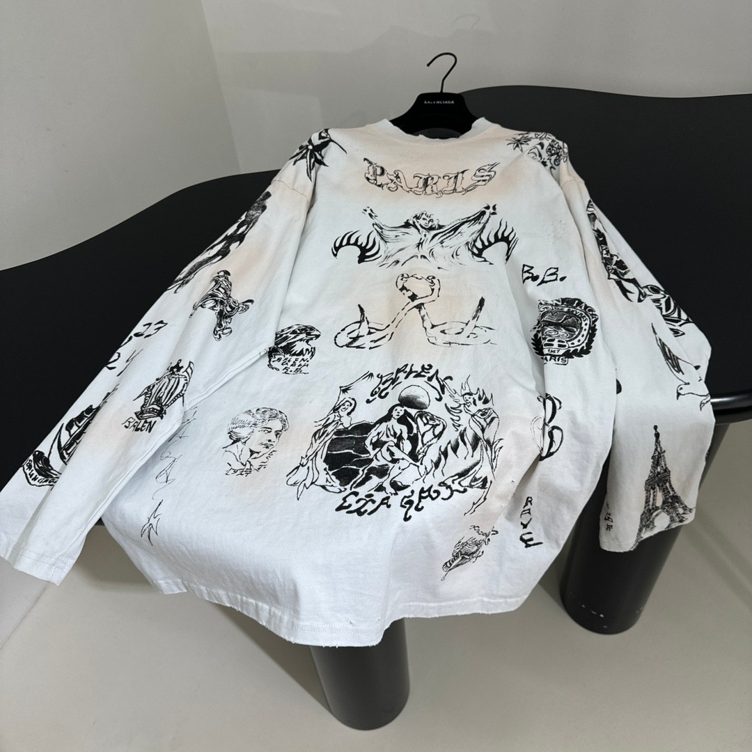 オーバーサイズ ロングスリーブTシャツ バレンシアガ 長袖Tシャツ コピー ユニセックス-0