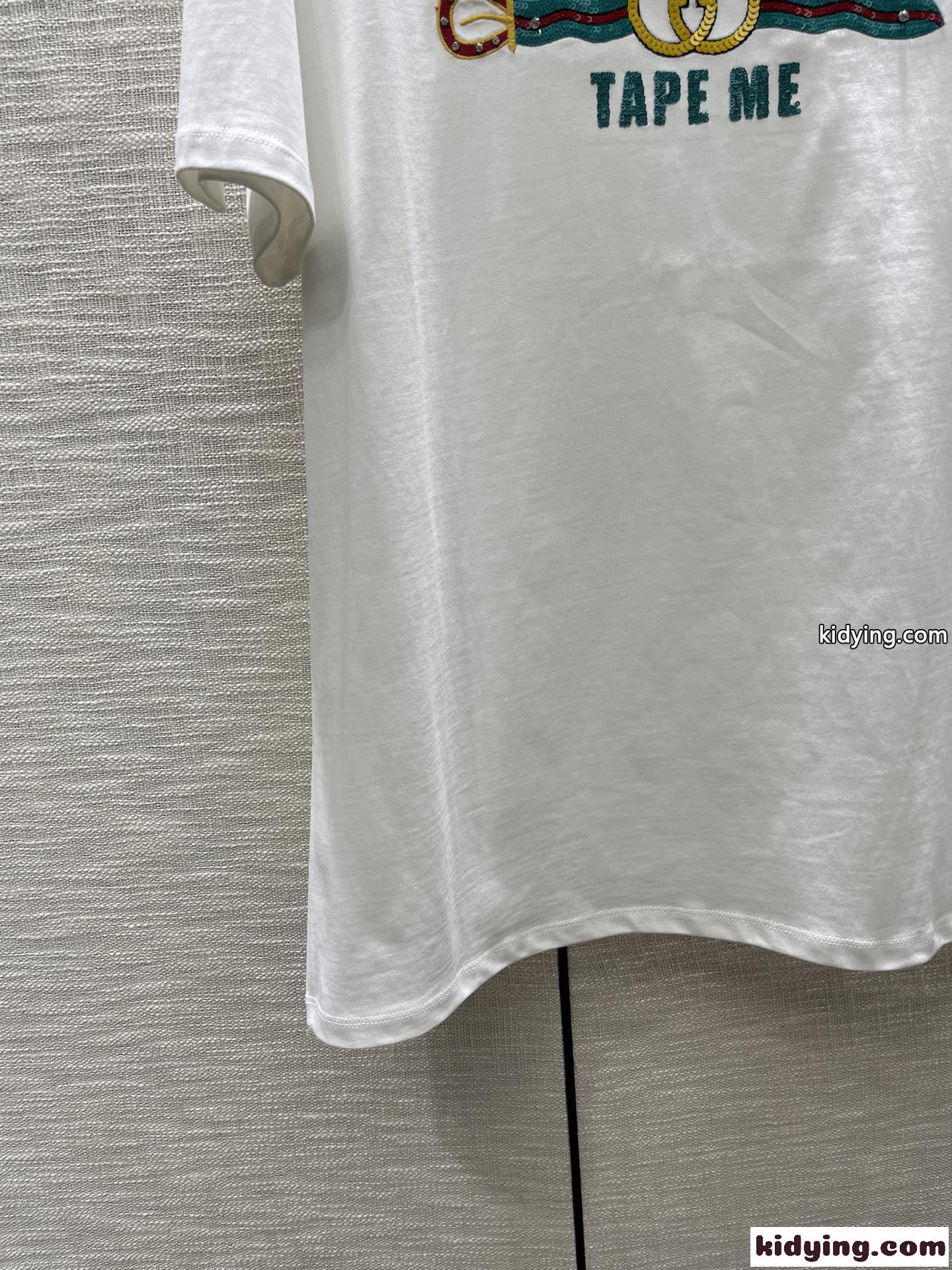 GUCCI “TAPE ME” 刺繍 コットン Tシャツ グッチ Tシャツ コピー 半袖 トップス-2