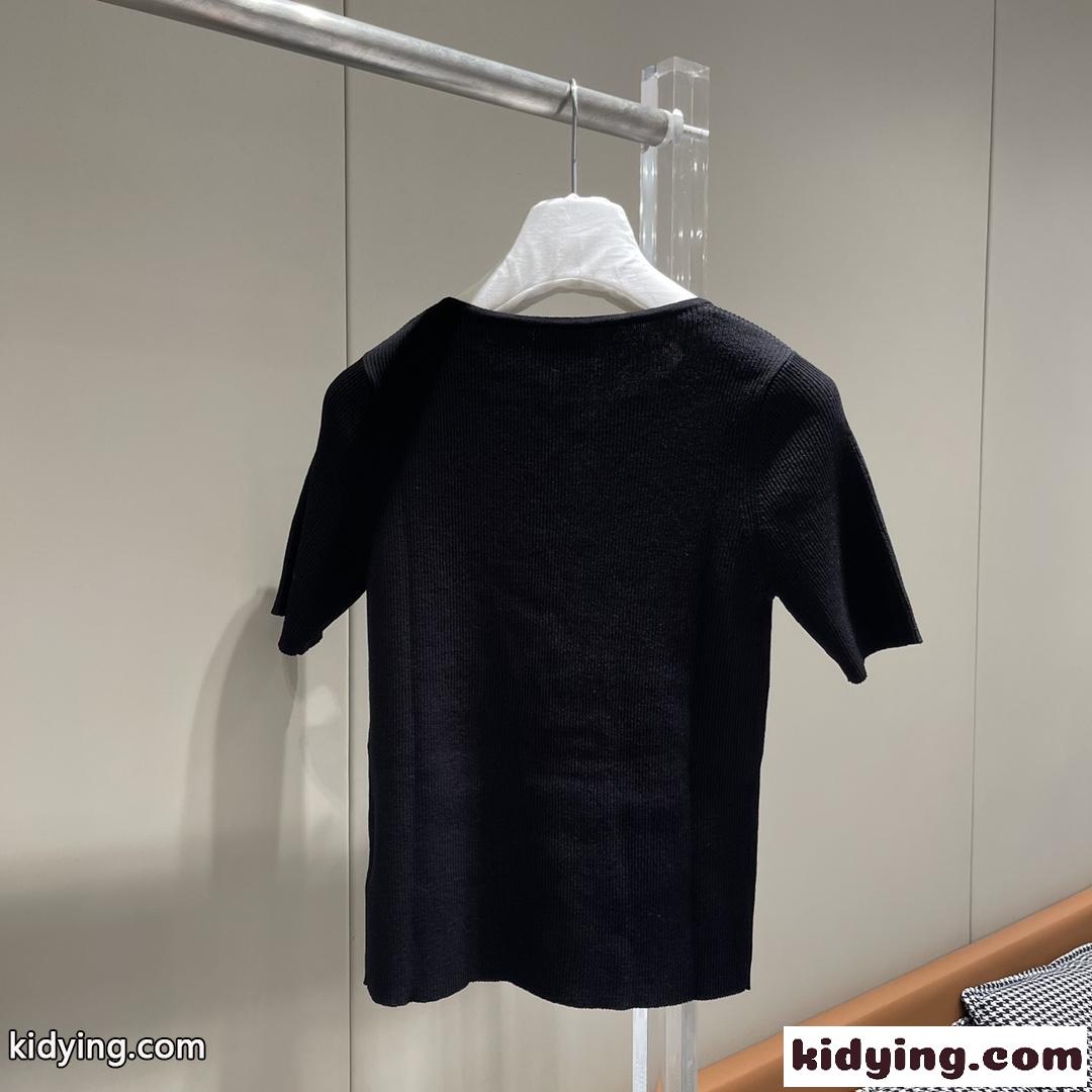 シンプル お洒落 レースアップ イヴ・サンローラン Tシャツ コピー 半袖 ニット カットソー-1